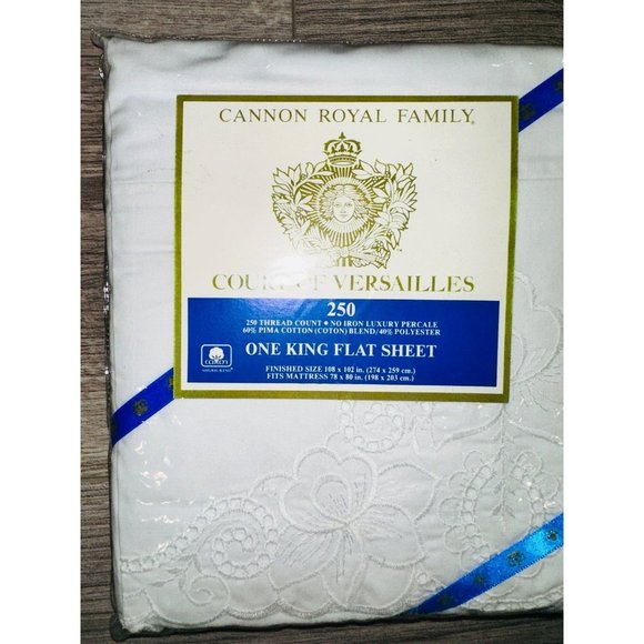 Cannon Bedding Vintage Cannon Royal Family King Flat Sheet New White Lace Trim Poshmark